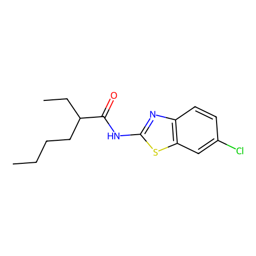 N-(6-chloro-1,3-benzothiazol-2-yl)-2-ethylhexanamide structure