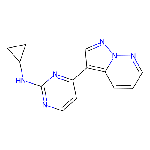 N-cyclopropyl-4-pyrazolo(1,5-b)pyridazin-3-ylpyrimidin-2-amine structure
