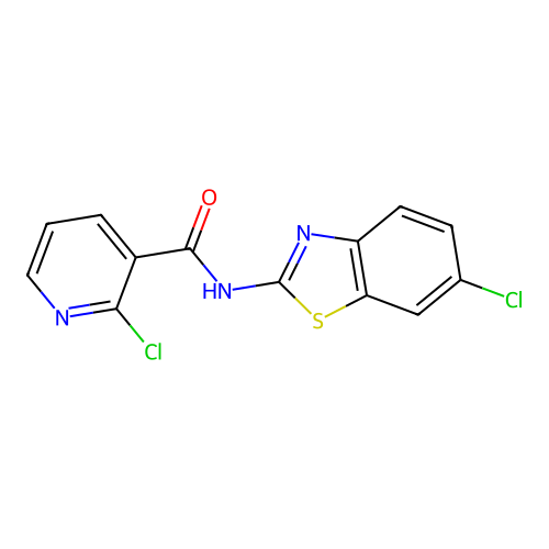 2-chloro-N-(6-chloro-1,3-benzothiazol-2-yl)pyridine-3-carboxamide structure