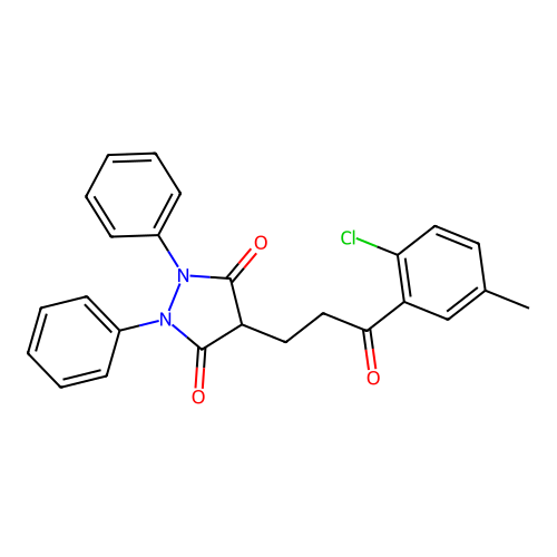 3,5-Pyrazolidinedione, 4-(2-(6-chloro-m-toluoyl)ethyl)-1,2-diphenyl- structure