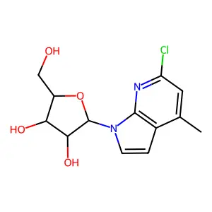 1H-Pyrrolo[2, 6-chloro-4-methyl-1-.beta.-D-ribofuranosyl- structure