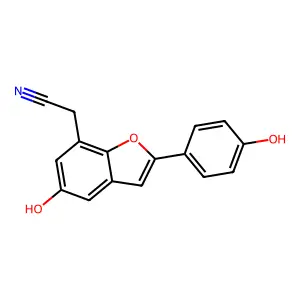 (5-Hydroxy-2-(4-hydroxyphenyl)-1-benzofuran-7-YL)acetonitrile structure