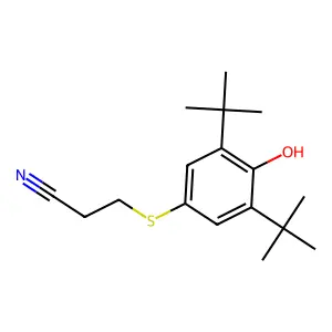 3-[(3,5-di-tert-butyl-4-hydroxyphenyl)sulfanyl]propanenitrile structure