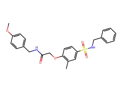 2-[4-(benzylsulfamoyl)-2-methylphenoxy]-N-(4-methoxybenzyl)acetamide structure
