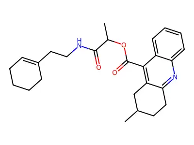 N-[2-(Cyclohex-1-en-1-yl)ethyl]-2-[(2-methyl-1,2,3,4-tetrahydroacridine-9-carbonyl)oxy]propanimidic acid structure