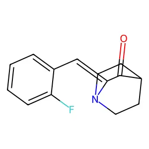 (2E)-2-(2-fluorobenzylidene)-1-azabicyclo[2.2.2]octan-3-one structure