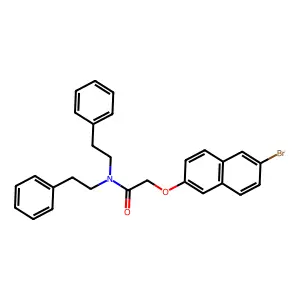 2-[(6-bromonaphthalen-2-yl)oxy]-N,N-bis(2-phenylethyl)acetamide structure