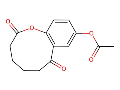 (2,7-Dioxo-3,4,5,6-tetrahydro-1-benzoxonin-9-yl) acetate structure