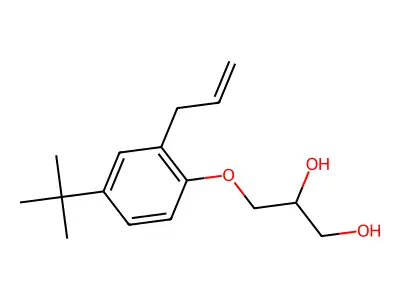 1,2-Propanediol, 3-(4-(1,1-dimethylethyl)-2-(2-propenyl)phenoxy)- structure