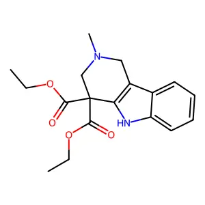 1,2,3,5-Tetrahydro-2-methyl-4H-pyrido[4,3-b]indole-4,4-dicarboxylic acid diethyl ester structure