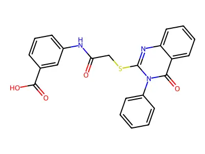 3-[[2-(4-Oxo-3-phenylquinazolin-2-yl)sulfanylacetyl]amino]benzoic acid structure