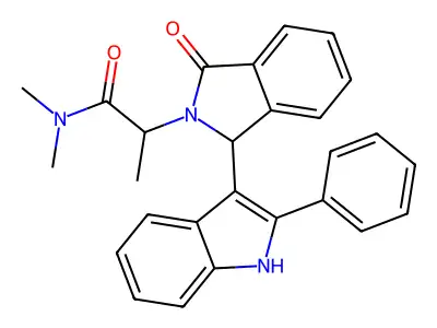 N,N-dimethyl-2-[3-oxo-1-(2-phenyl-1H-indol-3-yl)-1H-isoindol-2-yl]propanamide structure