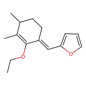 2-[(2-Ethoxy-3,4-dimethyl-2-cyclohexen-1-ylidene)methyl]furan structure