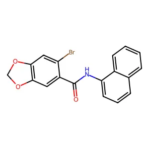 6-bromo-N-naphthalen-1-yl-1,3-benzodioxole-5-carboxamide structure