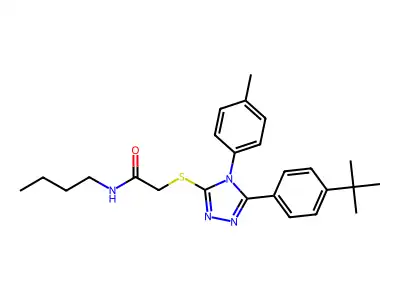N-butyl-2-[[5-(4-tert-butylphenyl)-4-(4-methylphenyl)-1,2,4-triazol-3-yl]sulfanyl]acetamide structure
