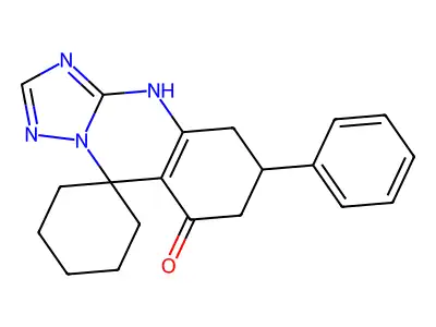 6-phenylspiro[1,5,6,7-tetrahydro-[1,2,4]triazolo[5,1-b]quinazoline-9,1'-cyclohexane]-8-one structure