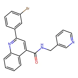 2-(3-bromophenyl)-N-(pyridin-3-ylmethyl)quinoline-4-carboxamide structure