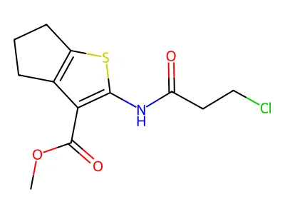 methyl 2-(3-chloropropanamido)-5,6-dihydro-4H-cyclopenta[b]thiophene-3-carboxylate structure