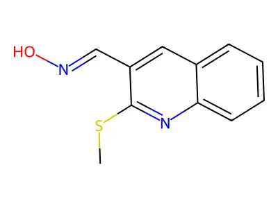 N-[(2-methylsulfanylquinolin-3-yl)methylidene]hydroxylamine structure