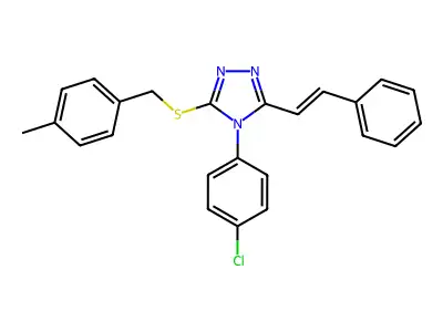 4-(4-chlorophenyl)-3-[(4-methylphenyl)methylsulfanyl]-5-(2-phenylethenyl)-1,2,4-triazole structure