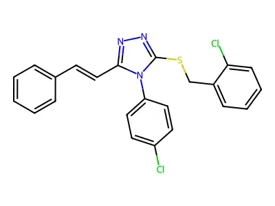 4-(4-chlorophenyl)-3-[(2-chlorophenyl)methylsulfanyl]-5-(2-phenylethenyl)-1,2,4-triazole structure