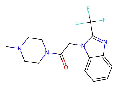 1-(4-methylpiperazino)-2-[2-(trifluoromethyl)-1H-1,3-benzimidazol-1-yl]-1-ethanone structure