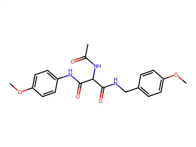 2-acetamido-N-(4-methoxyphenyl)-N'-[(4-methoxyphenyl)methyl]propanediamide structure