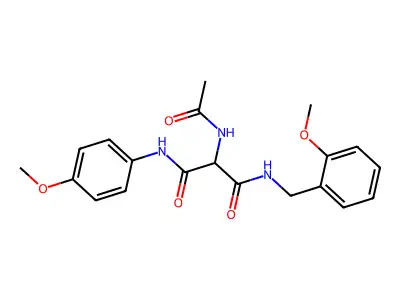 2-(acetylamino)-N~1~-(2-methoxybenzyl)-N~3~-(4-methoxyphenyl)malonamide structure