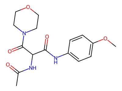 2-(acetylamino)-N-(4-methoxyphenyl)-3-morpholino-3-oxopropanamide structure