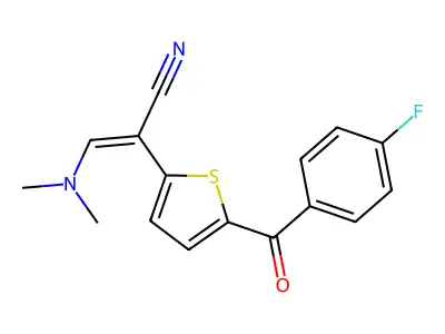 (Z)-3-(dimethylamino)-2-[5-(4-fluorobenzoyl)-2-thienyl]-2-propenenitrile structure
