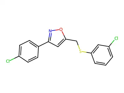 3-(4-Chlorophenyl)-5-{[(3-chlorophenyl)sulfanyl]methyl}isoxazole structure