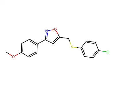 4-(5-{[(4-Chlorophenyl)sulfanyl]methyl}-3-isoxazolyl)phenyl methyl ether structure