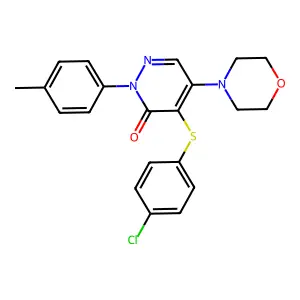4-[(4-chlorophenyl)sulfanyl]-2-(4-methylphenyl)-5-morpholino-3(2H)-pyridazinone structure