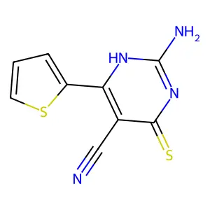 2-Amino-4-sulfanyl-6-(2-thienyl)-5-pyrimidinecarbonitrile structure