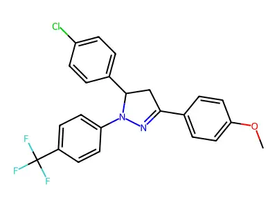 5-(4-chlorophenyl)-3-(4-methoxyphenyl)-1-[4-(trifluoromethyl)phenyl]-4,5-dihydro-1H-pyrazole structure