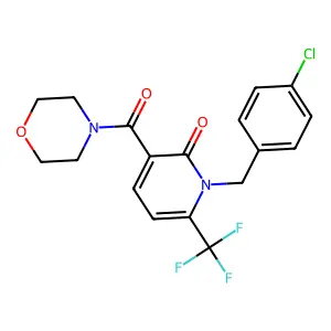 1-(4-chlorobenzyl)-3-(morpholinocarbonyl)-6-(trifluoromethyl)-2(1H)-pyridinone structure