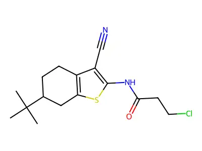 N-(6-tert-Butyl-3-cyano-4,5,6,7-tetrahydro-1-benzothien-2-yl)-3-chloropropanamide structure