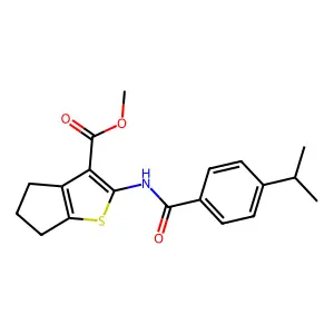 Methyl 5,6-dihydro-2-[[4-(1-methylethyl)benzoyl]amino]-4H-cyclopenta[b]thiophene-3-carboxylate structure