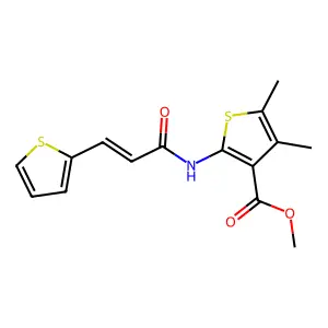 (E)-methyl 4,5-dimethyl-2-(3-(thiophen-2-yl)acrylamido)thiophene-3-carboxylate structure