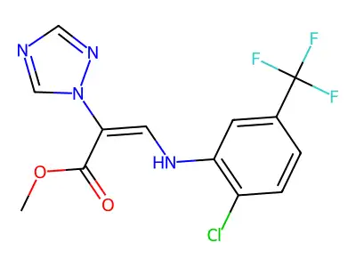 methyl 3-[2-chloro-5-(trifluoromethyl)anilino]-2-(1,2,4-triazol-1-yl)prop-2-enoate structure