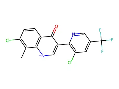 7-chloro-3-[3-chloro-5-(trifluoromethyl)-2-pyridinyl]-8-methyl-4(1H)-quinolinone structure
