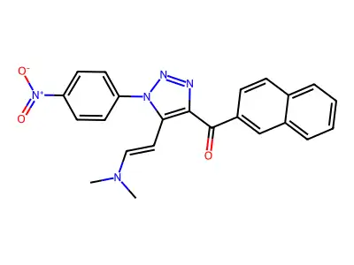 [5-(2-dimethylaminoethenyl)-1-(4-nitrophenyl)triazol-4-yl]-naphthalen-2-yl-methanone structure
