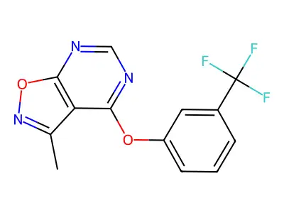 3-Methyl-4-[3-(trifluoromethyl)phenoxy]isoxazolo[5,4-d]pyrimidine structure