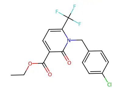 Ethyl 1-[(4-chlorophenyl)methyl]-2-oxo-6-(trifluoromethyl)pyridine-3-carboxylate structure