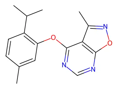 4-(2-Isopropyl-5-methylphenoxy)-3-methylisoxazolo[5,4-d]pyrimidine structure