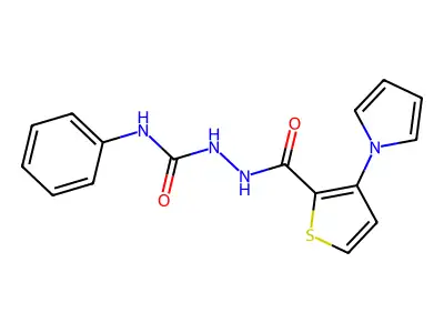 N-phenyl-2-{[3-(1H-pyrrol-1-yl)-2-thienyl]carbonyl}-1-hydrazinecarboxamide structure