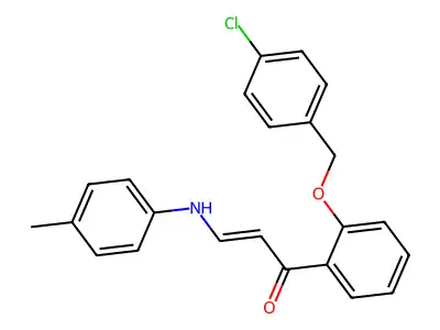 (E)-1-{2-[(4-chlorobenzyl)oxy]phenyl}-3-(4-toluidino)-2-propen-1-one structure