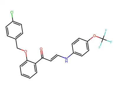 (E)-1-{2-[(4-chlorobenzyl)oxy]phenyl}-3-[4-(trifluoromethoxy)anilino]-2-propen-1-one structure