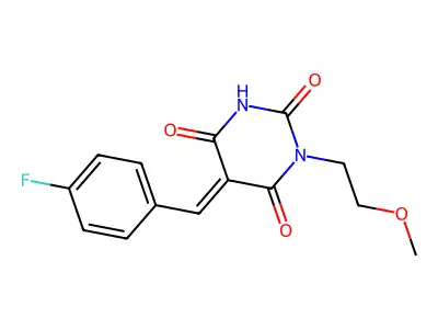 5-[(4-Fluorophenyl)methylidene]-1-(2-methoxyethyl)-1,3-diazinane-2,4,6-trione structure