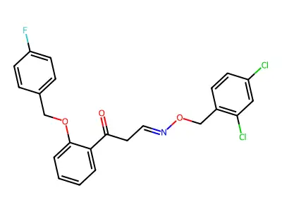 3-[(2,4-dichlorophenyl)methoxyimino]-1-[2-[(4-fluorophenyl)methoxy]phenyl]propan-1-one structure